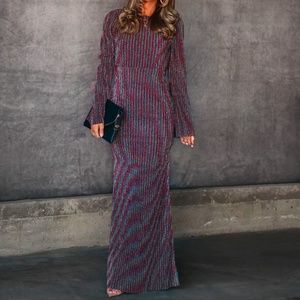 FULL OF LIFE METALLIC CUTOUT BACK MAXI DRESS